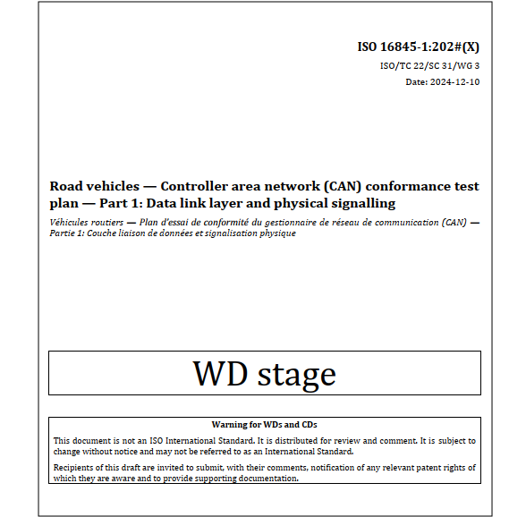 Standardization of CAN XL: The ISO Process for Test Specifications Has Started